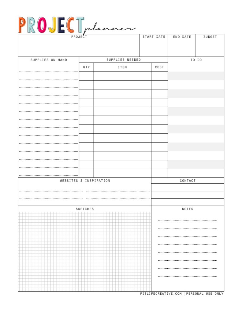 Free Printable Project Planner Template Printable Templates