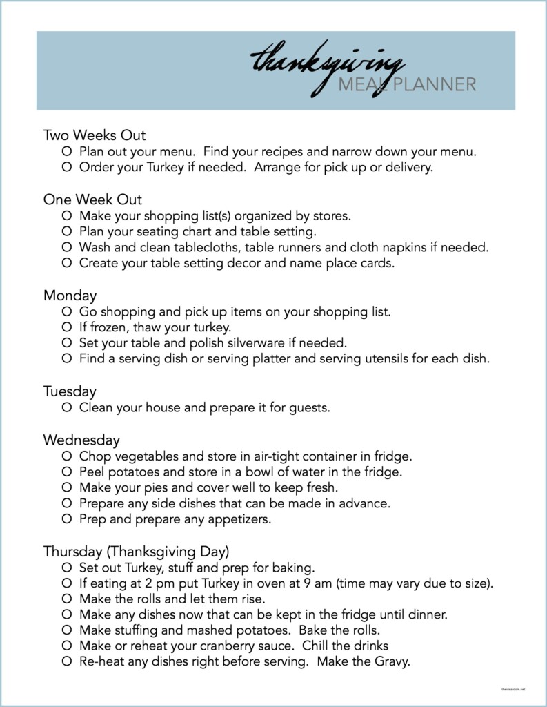 FREE Printable Thanksgiving Meal Planner The Idea Room