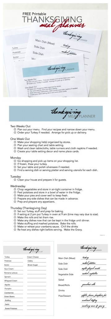 FREE Printable Thanksgiving Meal Planner The Idea Room