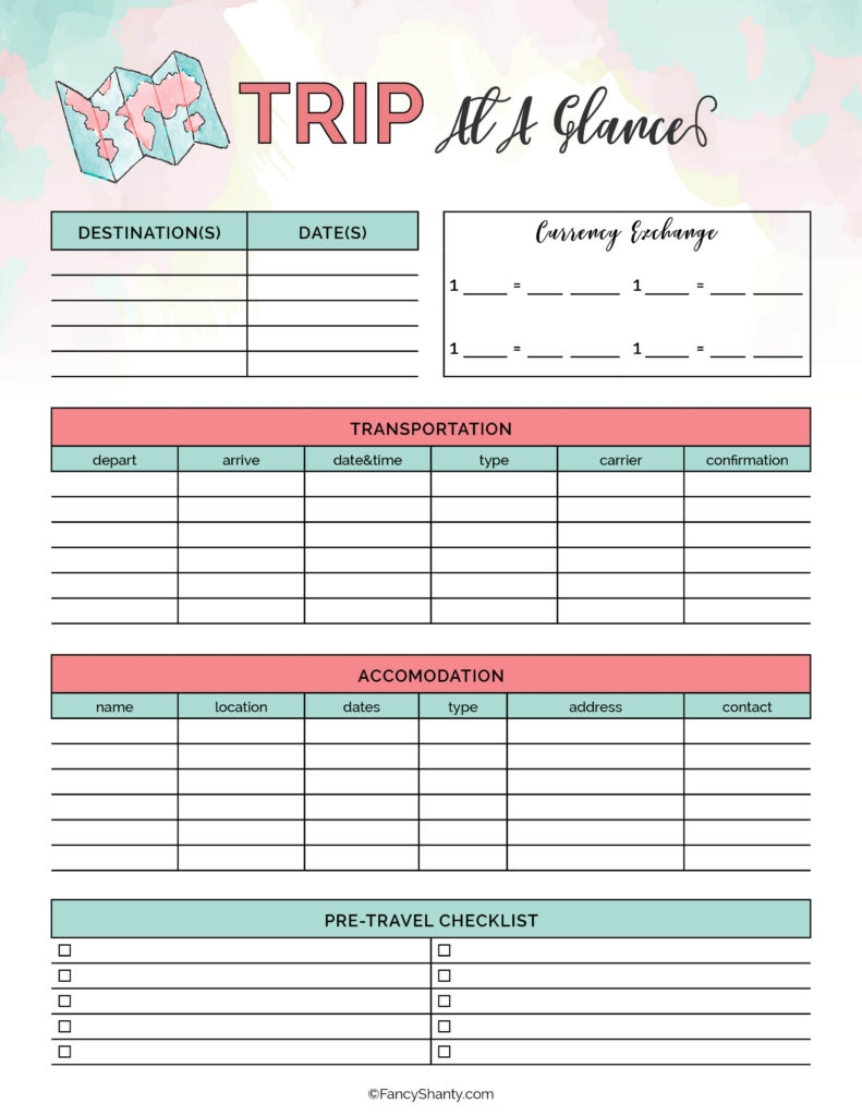 Free Printable Travel Planner California Unpublished