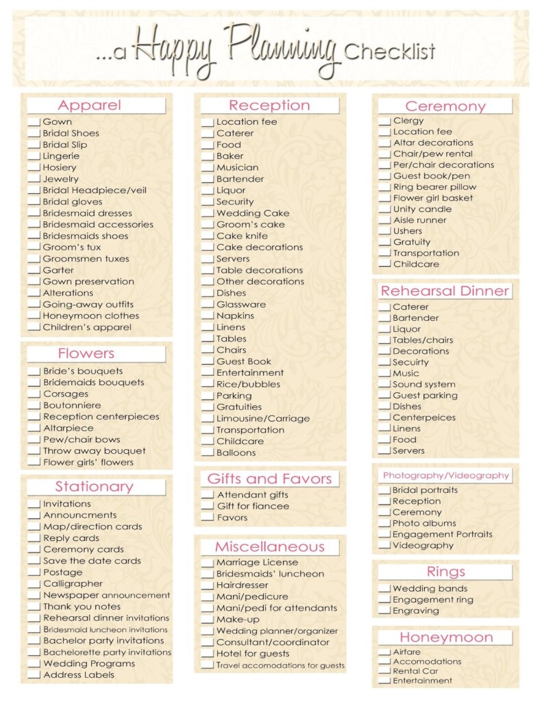 Free Printable Wedding Planner Checklist Calendar Printables