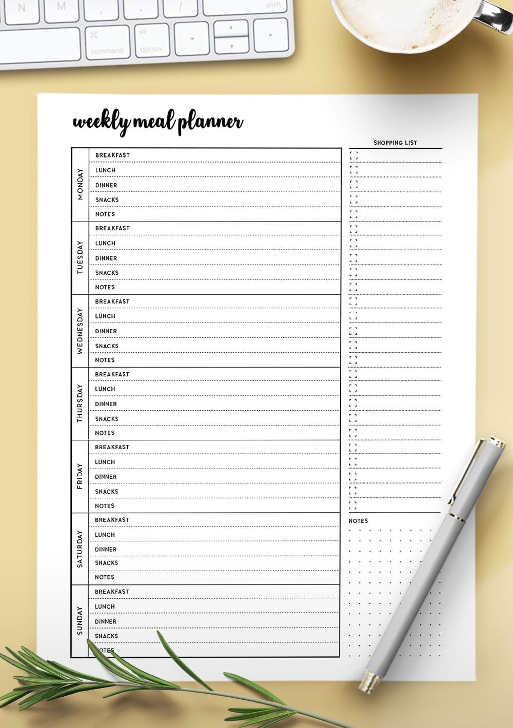 Free Printable Weekly Menu Planner World Of Printables
