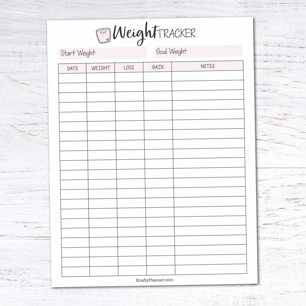 Free Printable Weight Loss Tracker Krafty Planner Fillable Form 2025