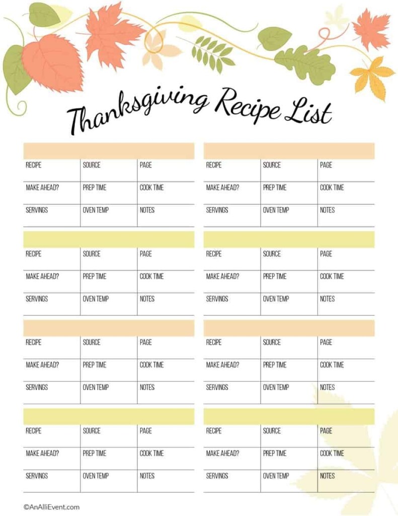 FREE Thanksgiving Planner Printable An Alli Event