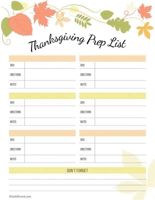 FREE Thanksgiving Planner Printable An Alli Event