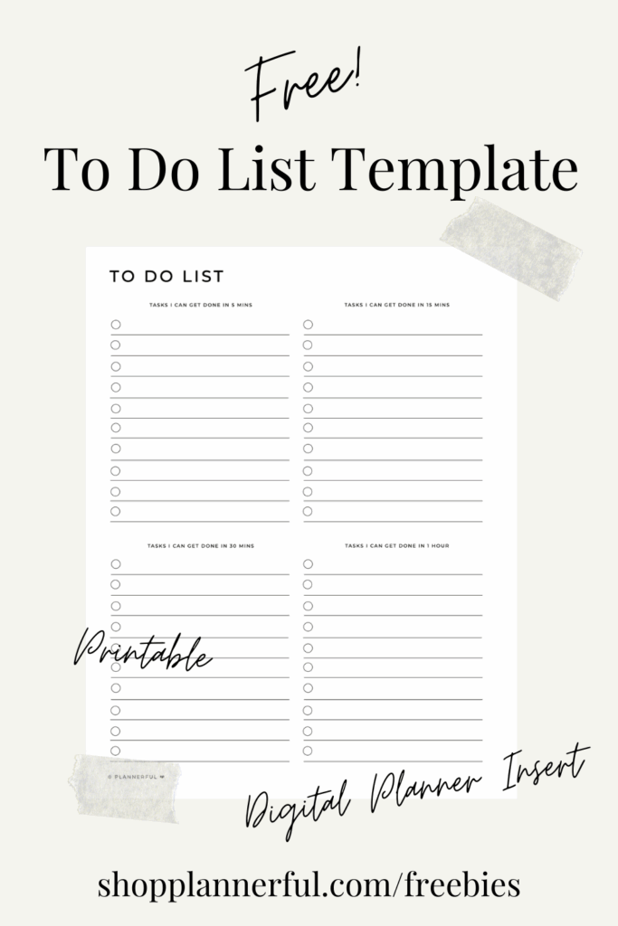 Free To Do List Template Freebie Digital Planning Planner Task List 