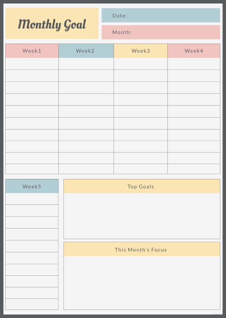 Goal Printable Planner Printable Online