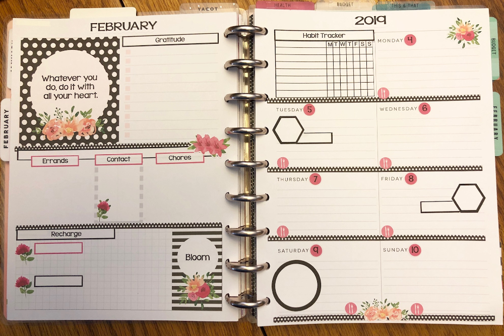 Happy Planner Dashboard Layout Printable