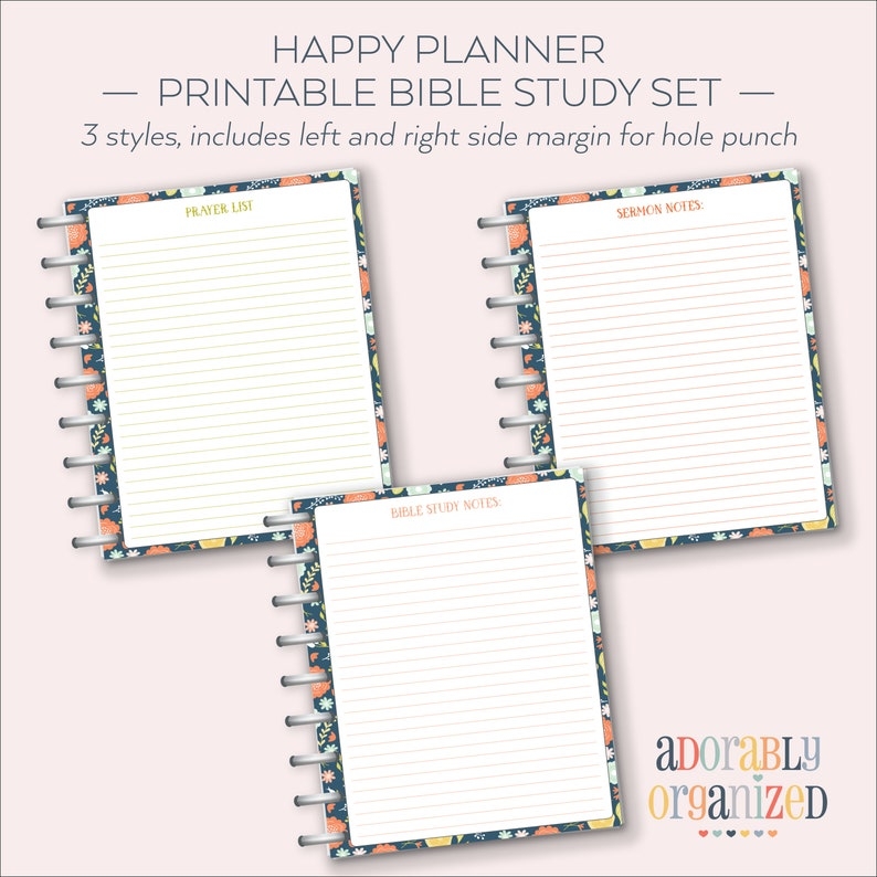 HAPPY PLANNER PRINTABLE Bible Study Planner Pages Inserts 7 X 9 25 