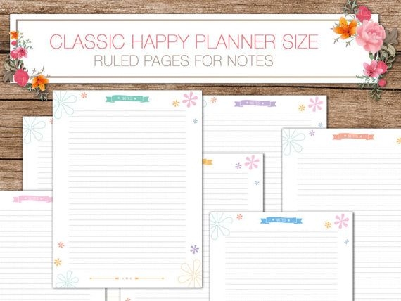 Happy Planner Printable Planner Inserts PDF 7 X 9 25 Classic Happy 