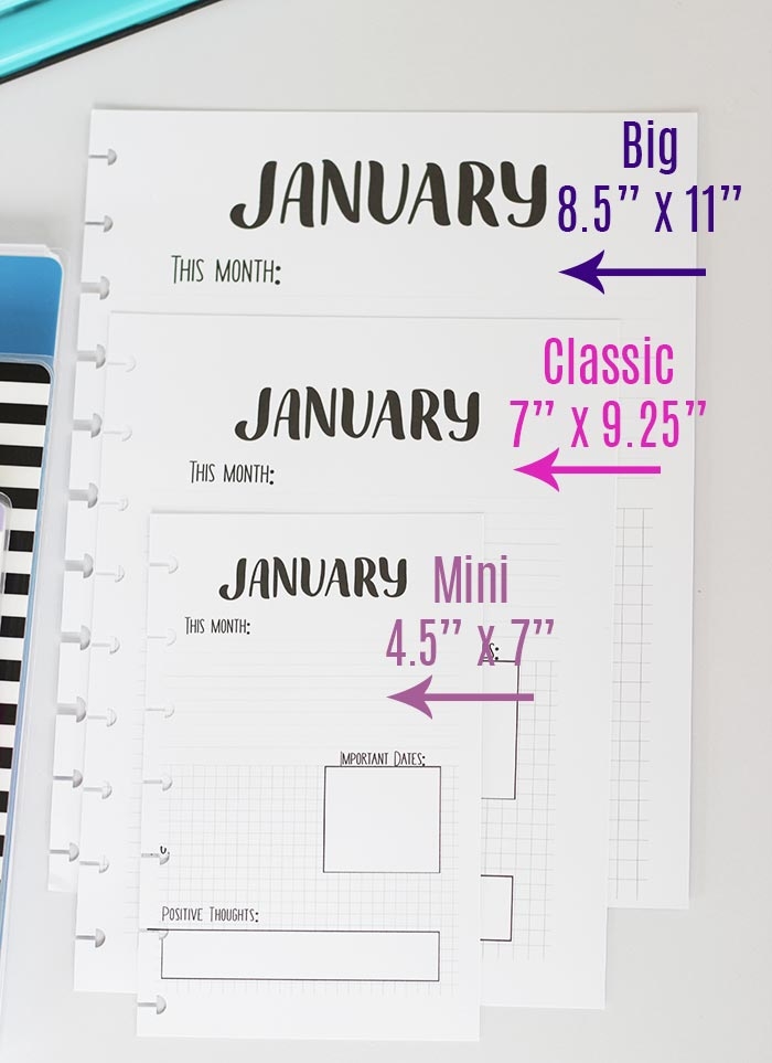 Happy Planner Printable Size
