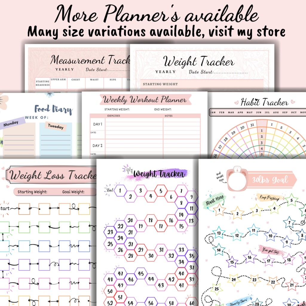 Healthy Weight Loss Planner Printable Template Weekly Weight Etsy