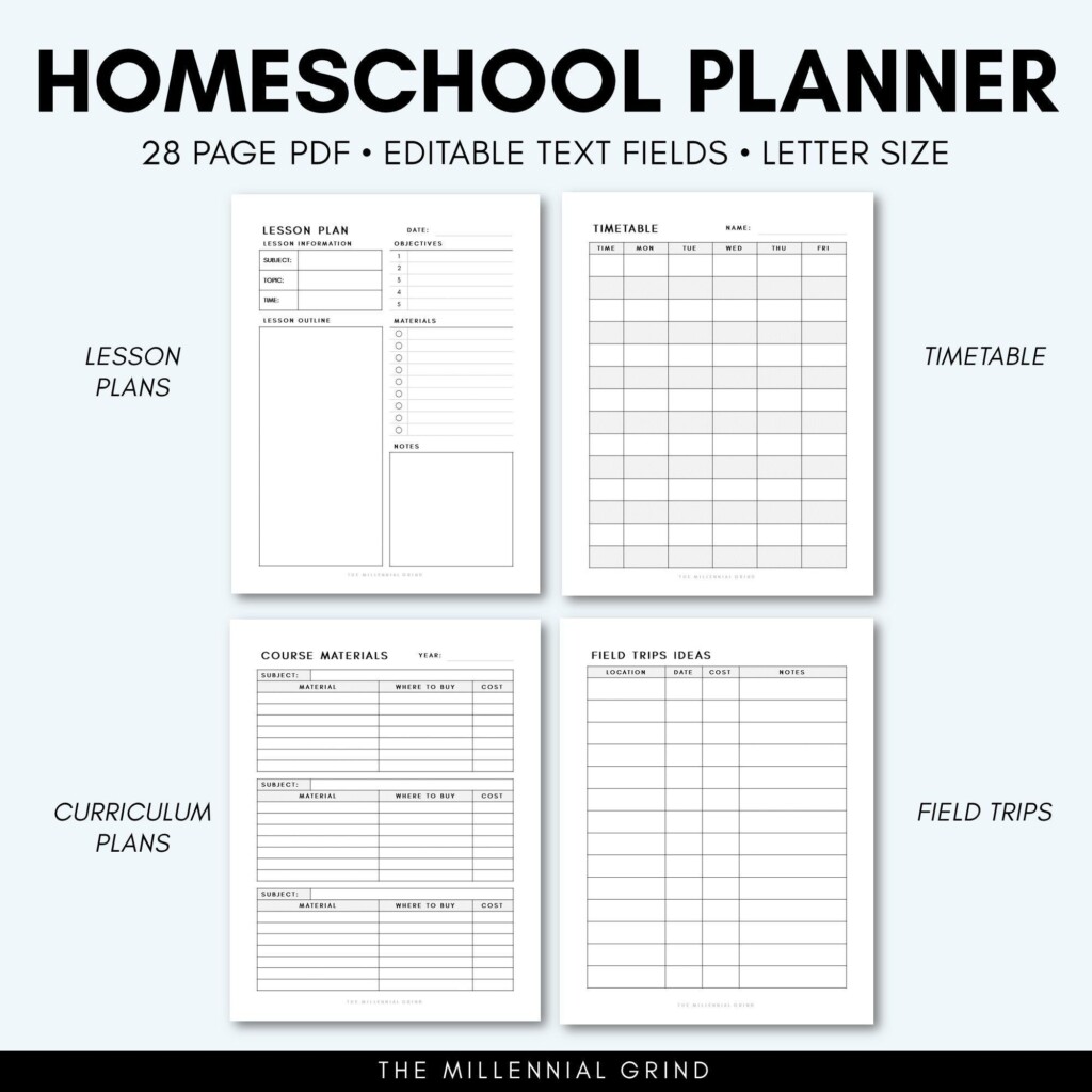 Homeschool Planner Homeschool Printables Editable PDF Homeschool 