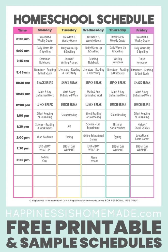 Homeschool Planner Printable Free Printable Calendars AT A GLANCE