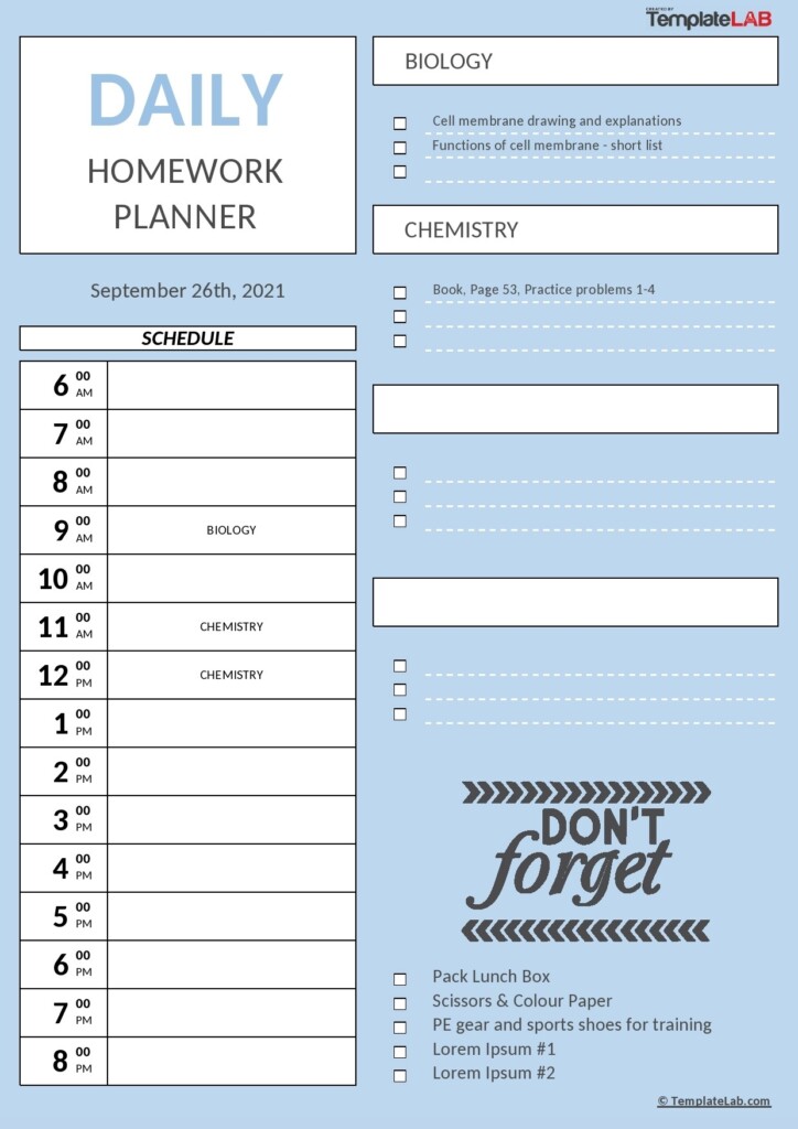 Homework Planner Free Printable Printable Templates Free