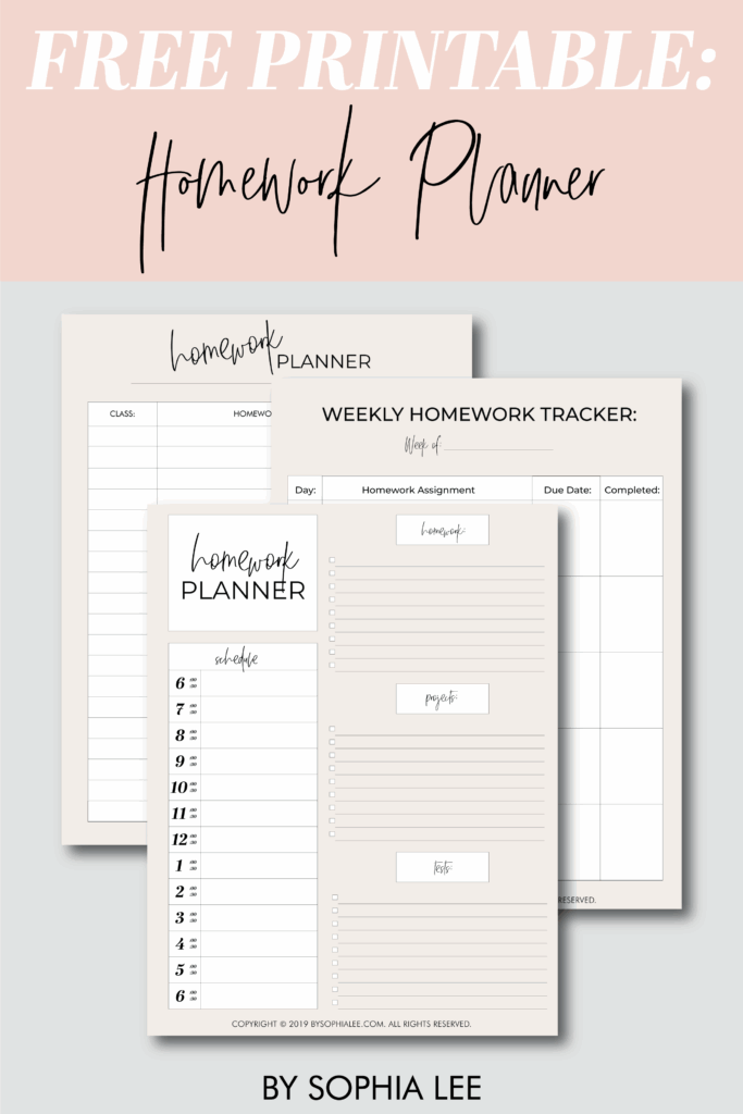 Homework Planner Printable Printable Templates