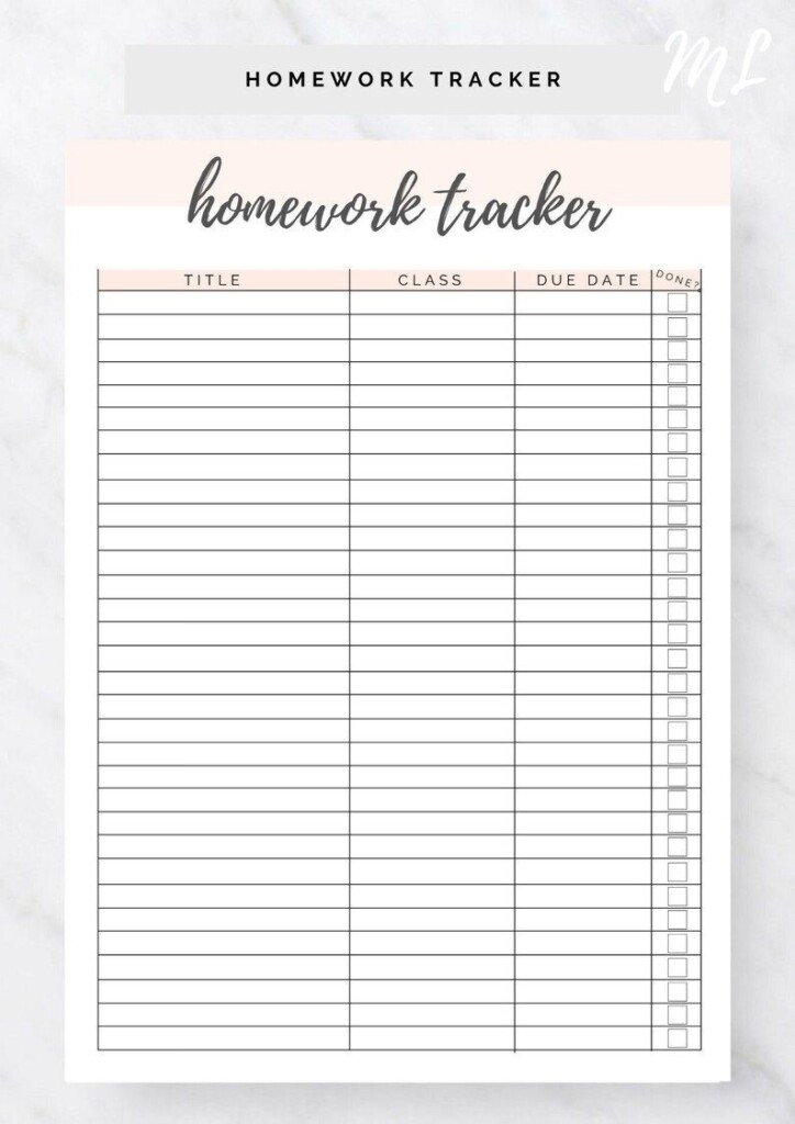 Homework Tracker Printable Planner Homework Planner Etsy Please 