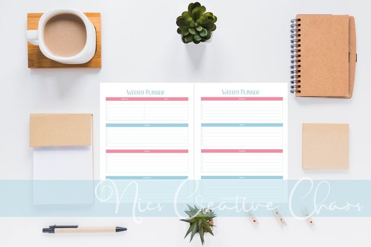 Horizontal Weekly Planner Printable Weekly Notes Checklists