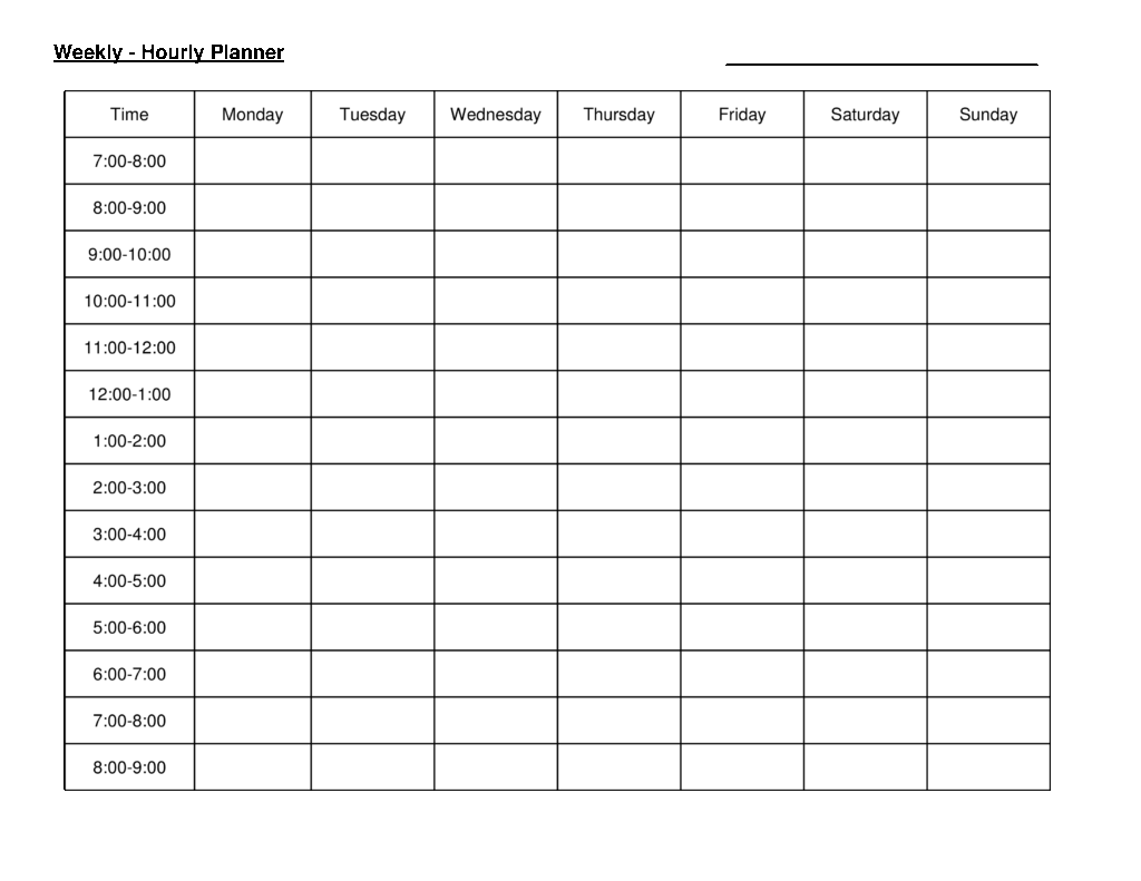 Hour By Hour Planner