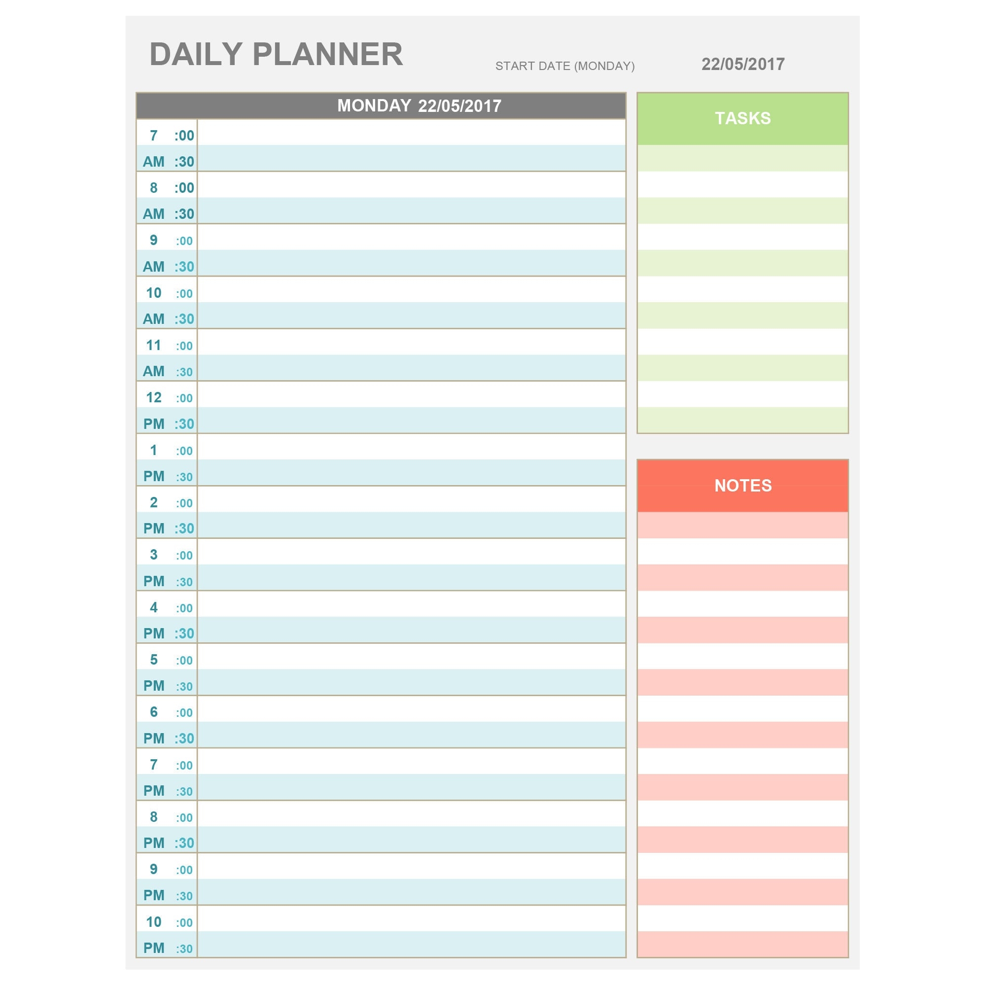 Hourly Daily Planner Template Printable Printable Free Templates