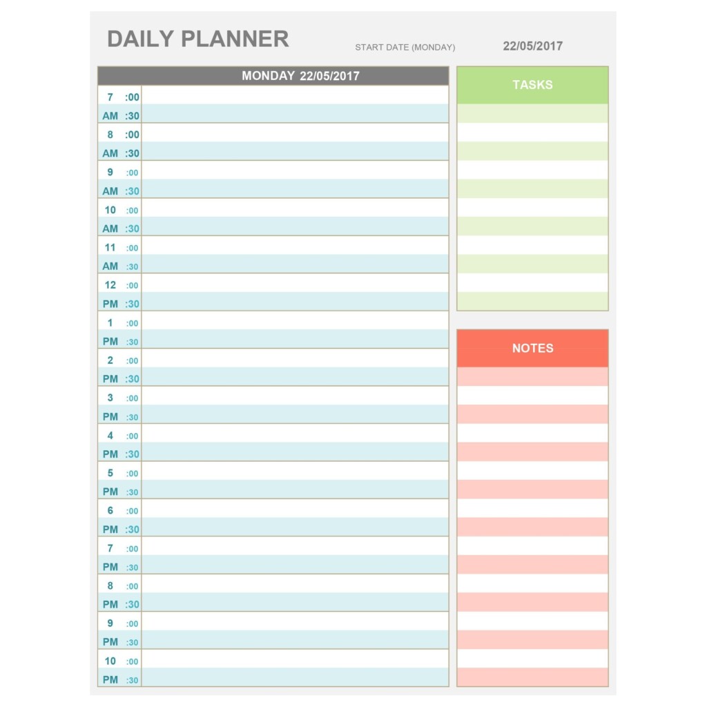 Hourly Daily Planner Template Printable Printable Free Templates