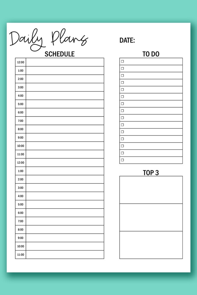 Hourly Printable Planner Printable Free Templates