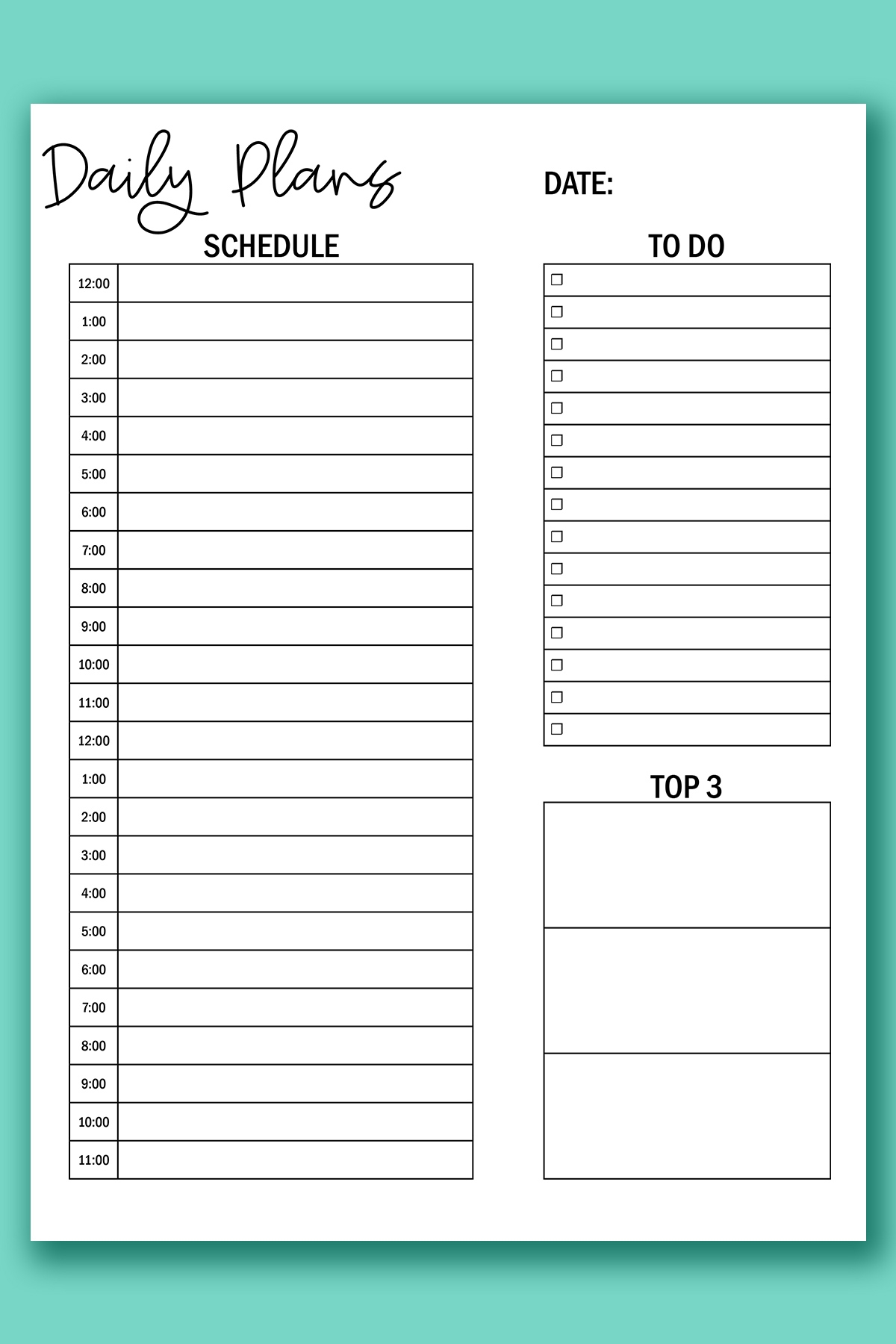 Hourly Printable Planner Printable Free Templates