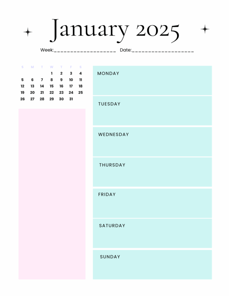 January 2025 Weekly Planner Printable Free Download Ronni Cindelyn