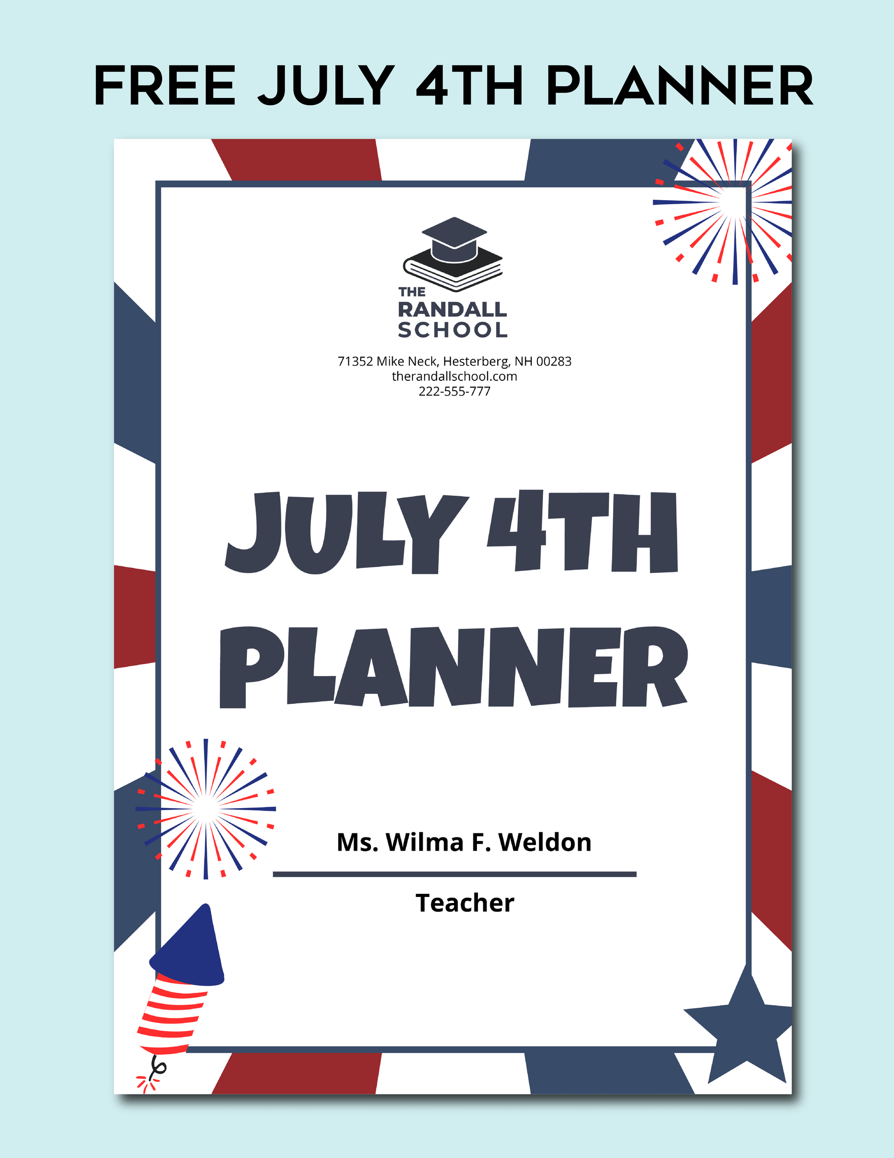 July 4th Planner In Illustrator Word PSD PDF Google Docs Download