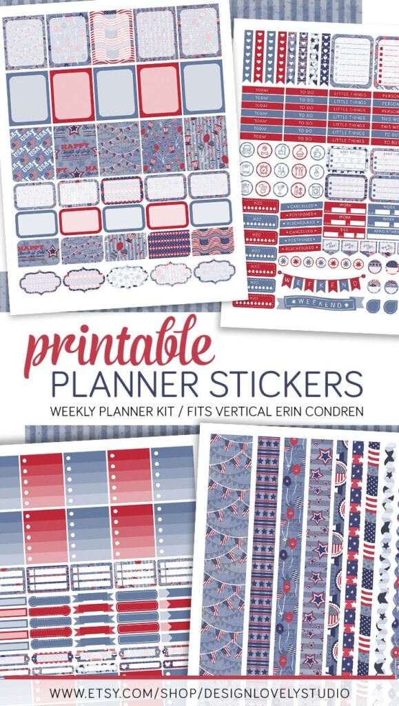 July Planner Stickers Kit Patriotic 4th Of July Stickers Etsy 