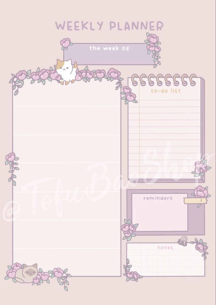 Kawaii Planner Blank Weekly Planner Cute Planner Cute Cat Etsy 