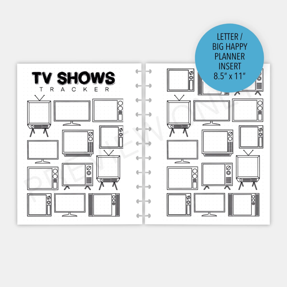 Letter Big Happy Planner TV Shows Tracker Planner Inserts Printable 