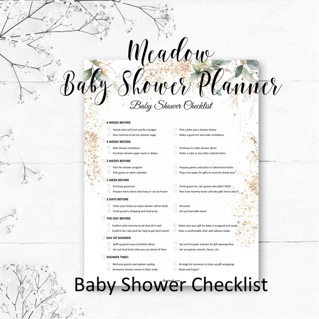 Meadow Baby Shower Planner checklist kimenink The Village Of Artisans