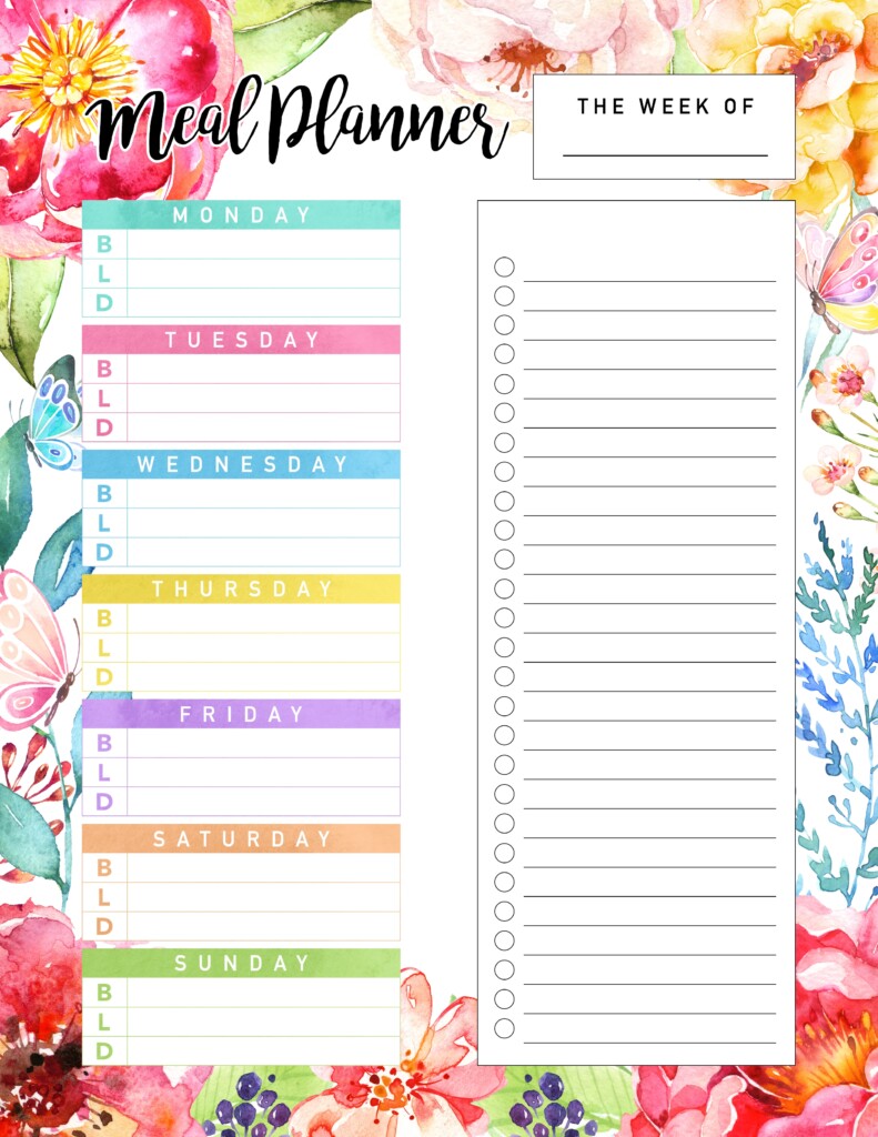 Meal Planner Calendar Printable Linzy Phaidra