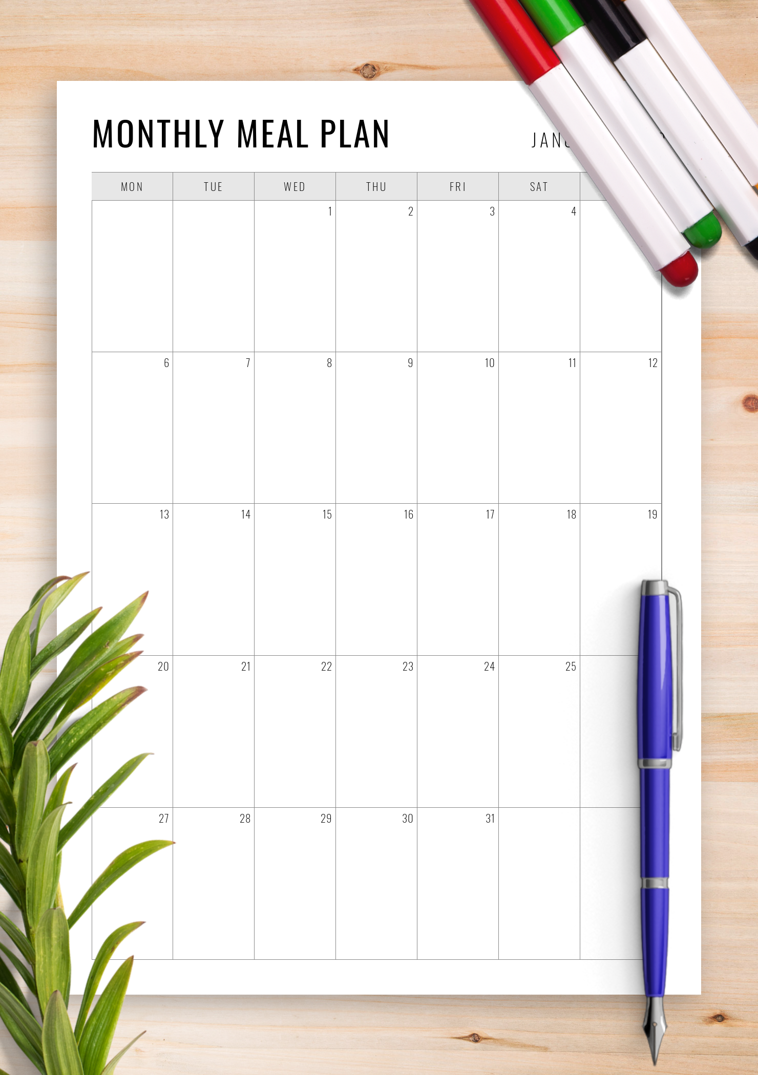 Meal Planner Calendar Printable Linzy Phaidra