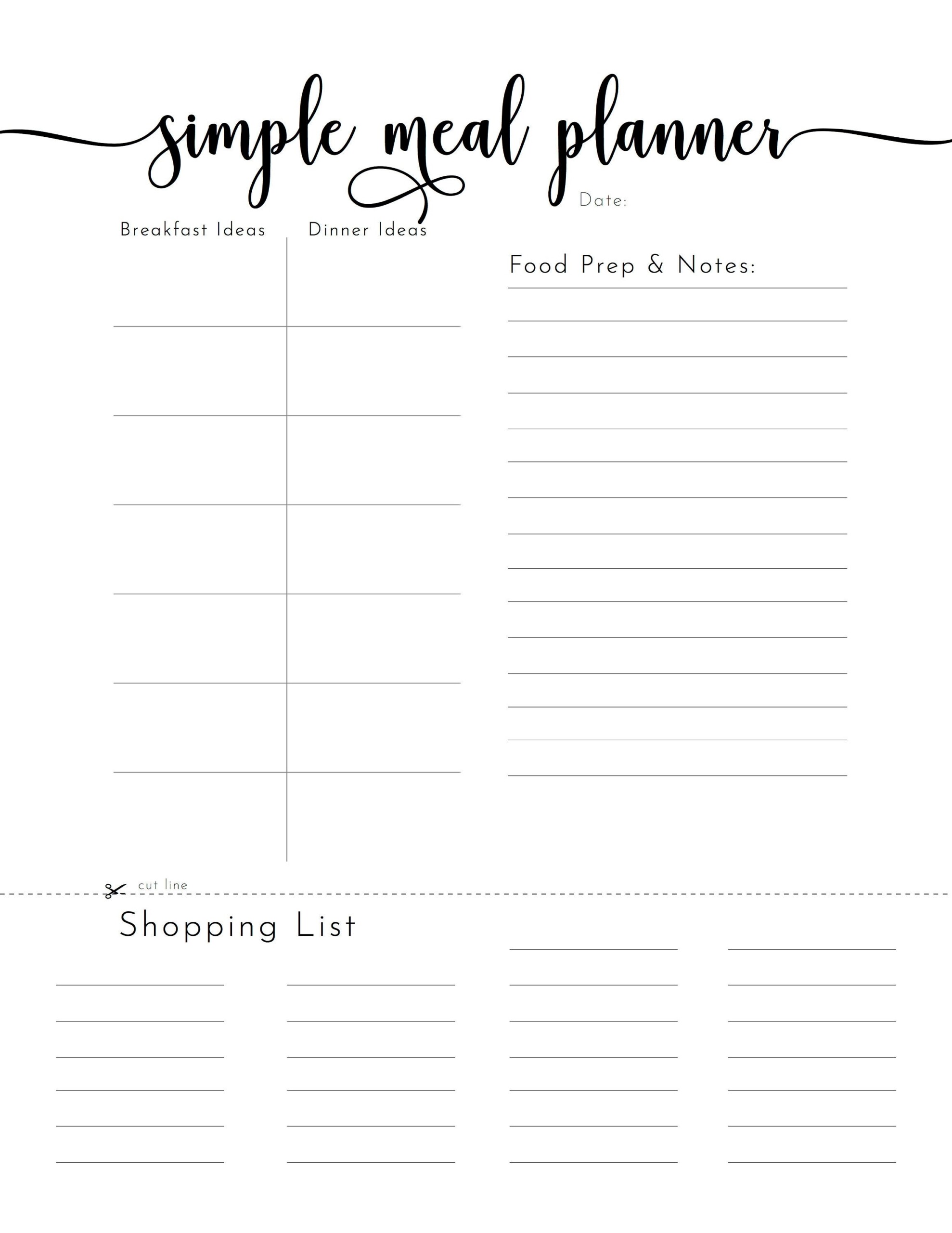 Meal Planner Printable Sheet Peresites