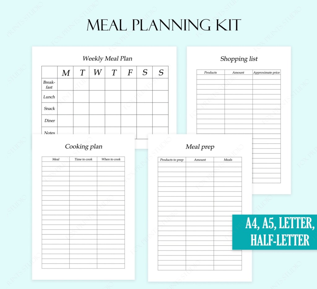 Meal Prep Planner Template Printable Cakevar
