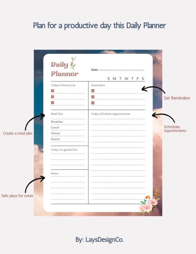 Minimalist Daily Planner Printable Daily To Do List For Work And Home 