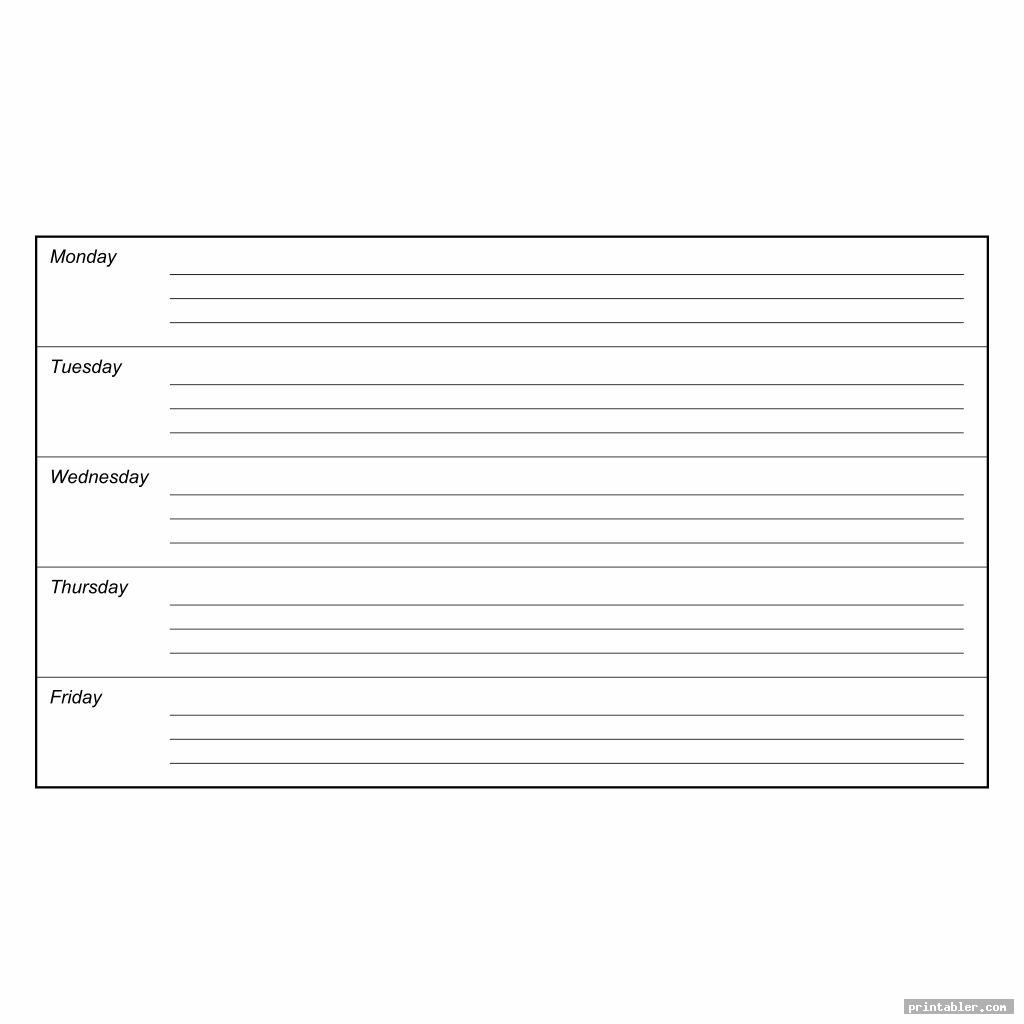 Monday Through Friday Planner Printable Gridgit