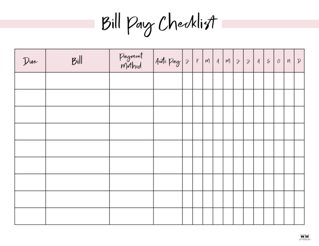 Monthly Bill Organizers 18 Free Printables Printabulls Bill 