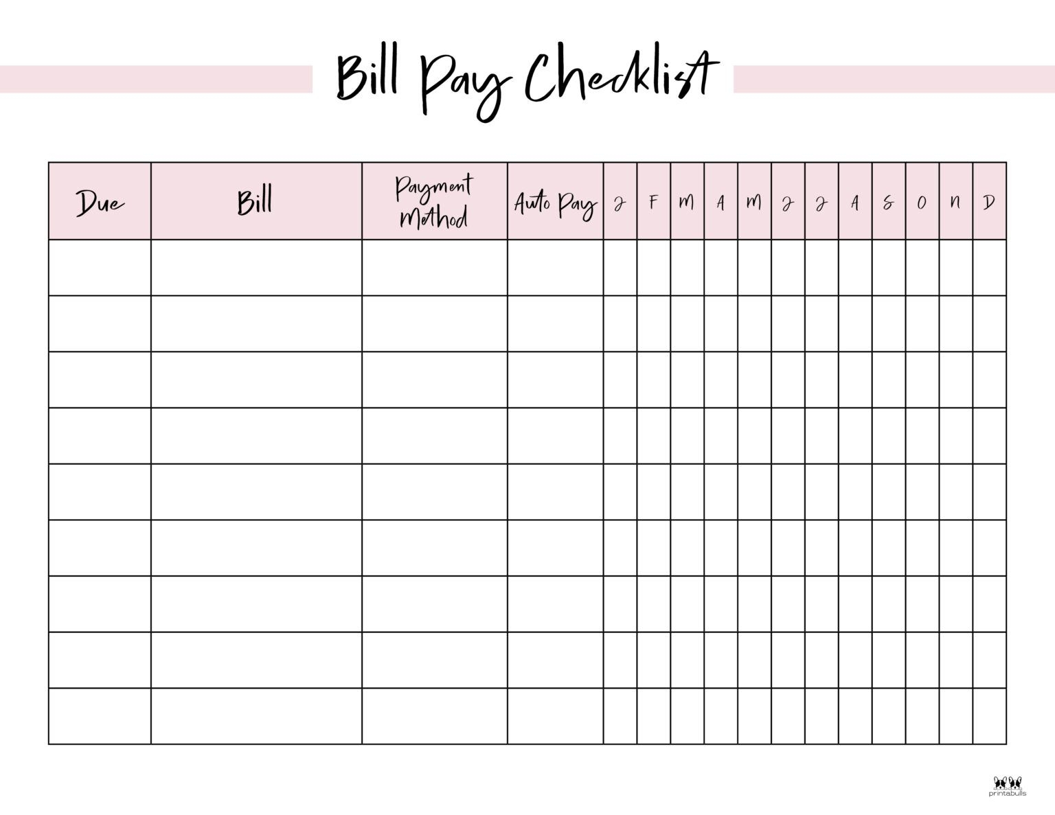 Monthly Bill Organizers 18 Free Printables Printabulls Bill