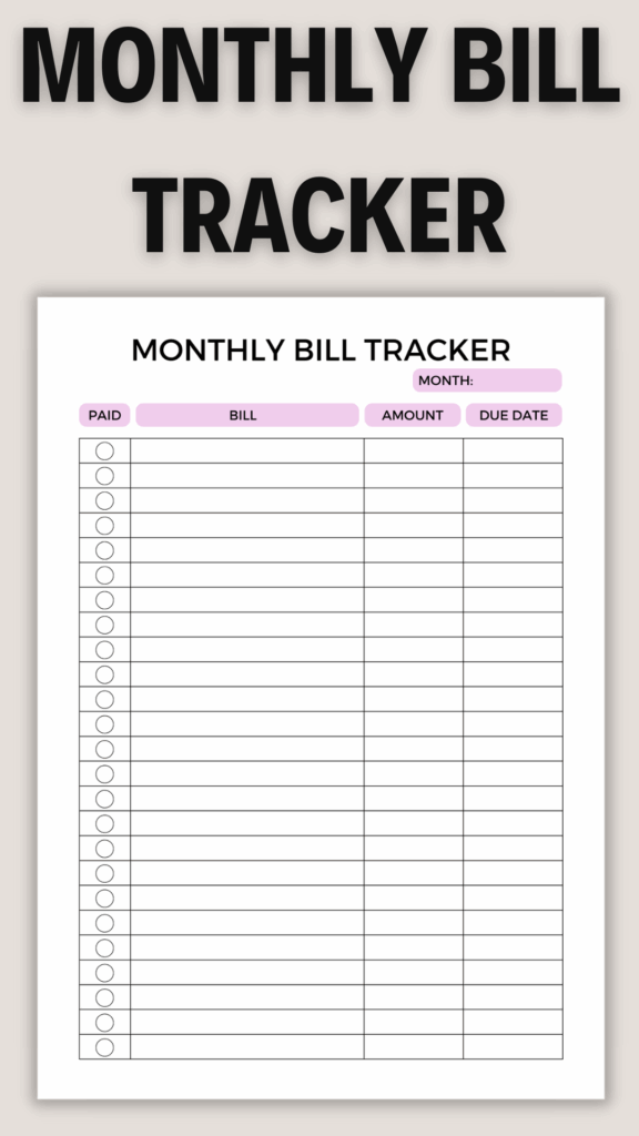 Monthly Bill Tracker Printable Editable Bill Tracker Bill Payment 