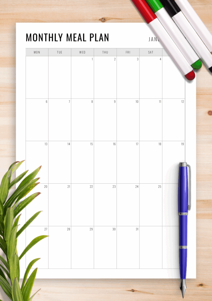 Monthly Food Calendar Printable Cass Maryjo