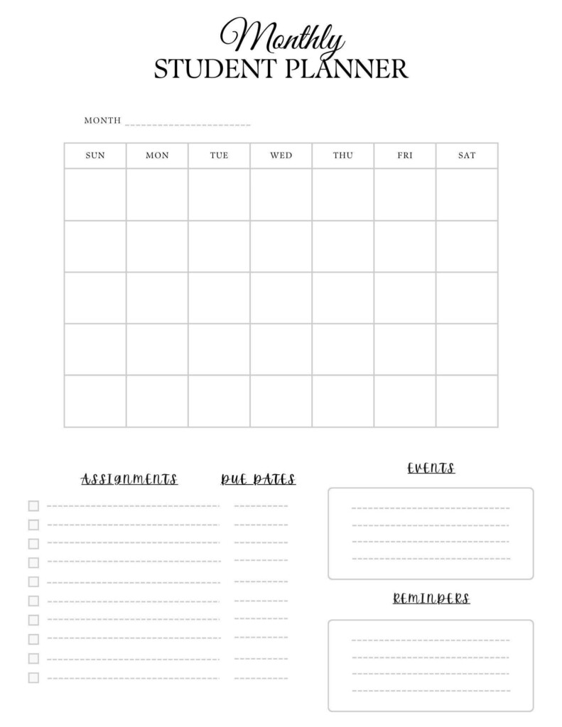 Monthly Planner Monthly Student Planner TimeTable Organizer Monthly 