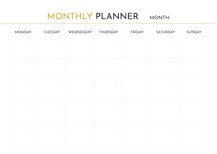 Monthly Planner Printable PDF Digital Hygge Templates Printables