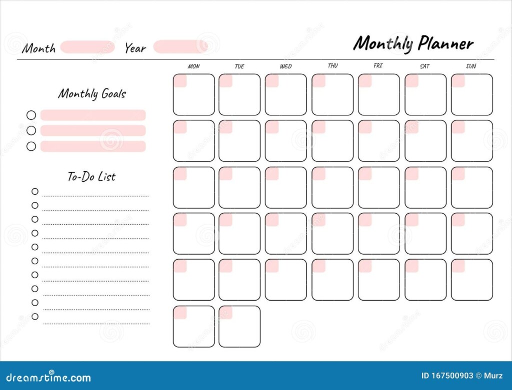 Monthly Planner Printable Template Blank White Notebook 44 OFF