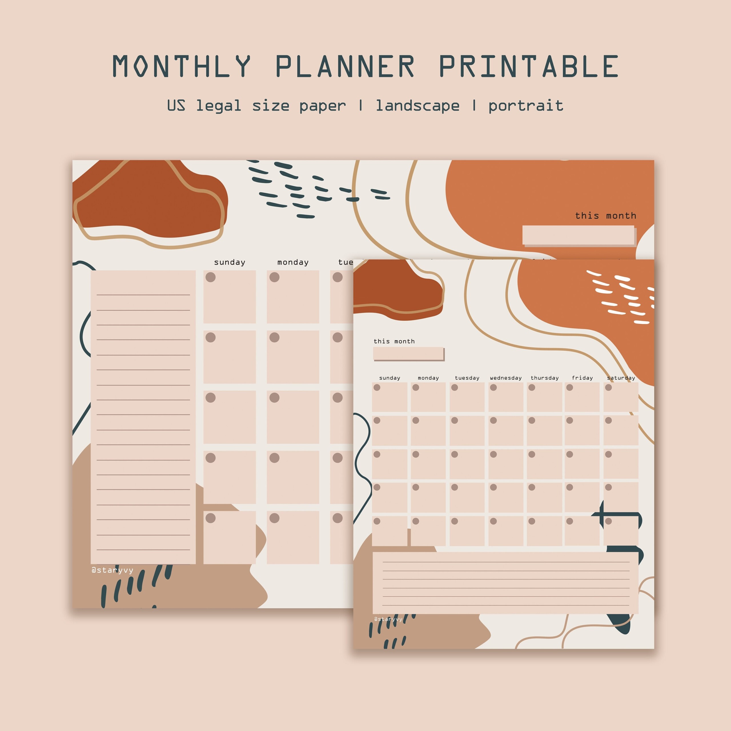 Monthly Planner Template Aesthetic