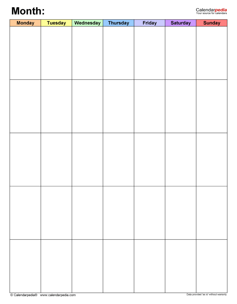 Monthly Planner Templates For Microsoft Excel