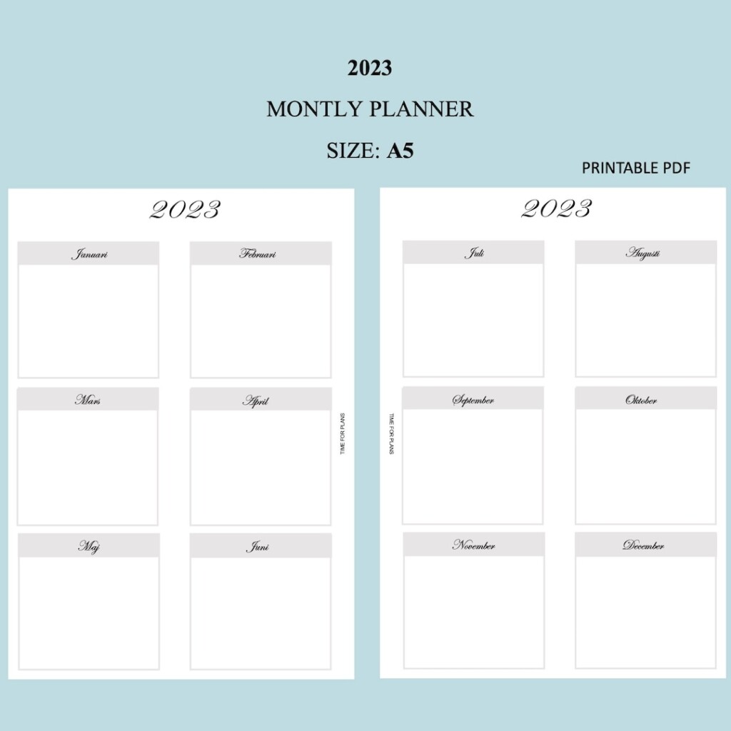 MONTLY PLANNER PRINTABLE Instant Download A5 Etsy