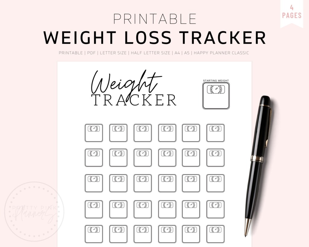 Paper Habit Tracker Weight Loss Tracker Printable Planner Digital 